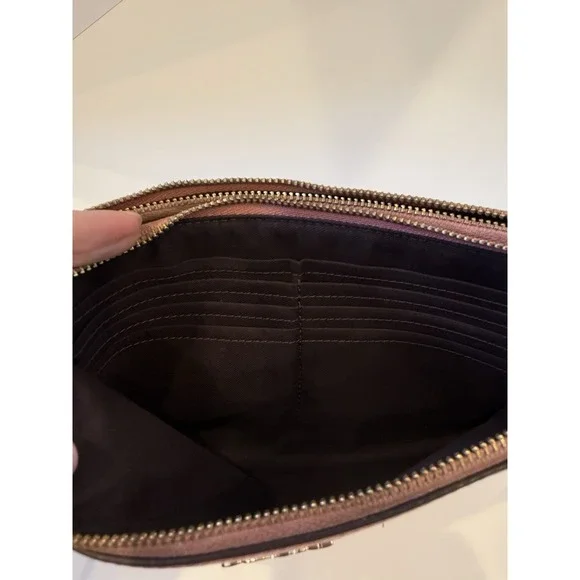 Pink Coach Wristlet Wallet Vintage Two Zip Pockets With Credit Card Slots - Picture 4 of 8